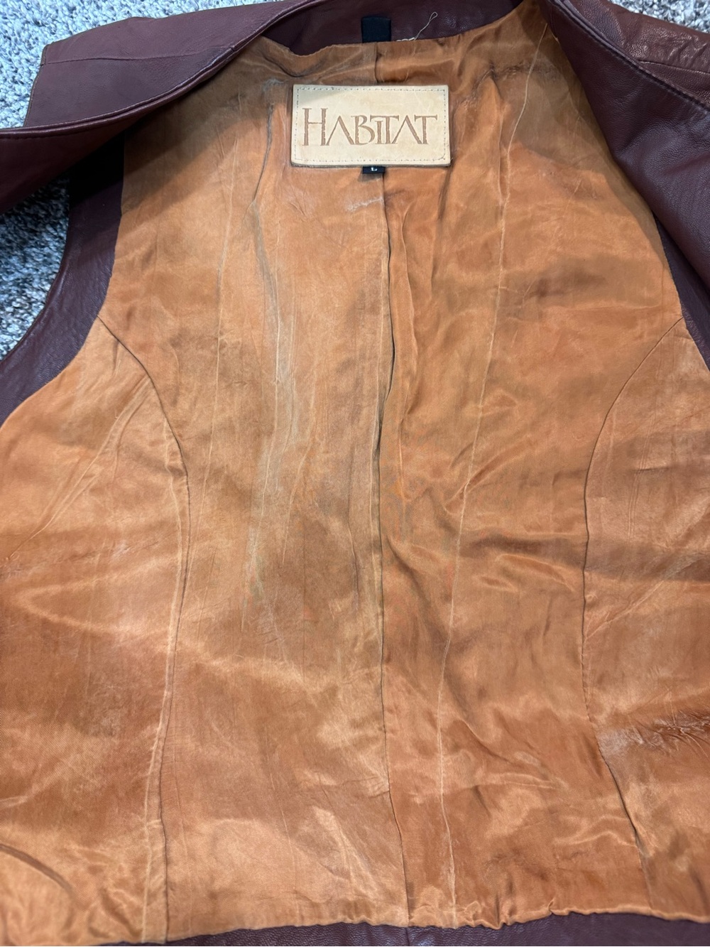 VTG Habitat Western Button Front Buttery Leather Vest Brown G - Picture 14 of 15